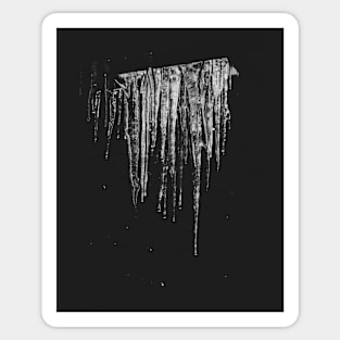 Overdramatic Icicles (Black and White) Sticker